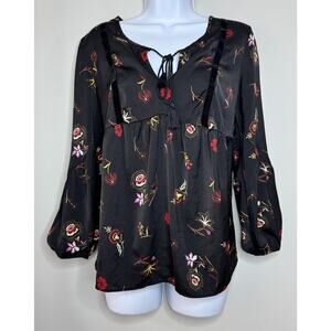 Old Navy Women’s Sexy Boho Floral Peasant Blouse S Black Fairy Grunge Whimsygoth